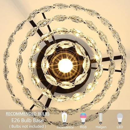 Luupyia Mini Crystal Chandelier Ceiling Light Small, Modern Crystal Ceiling Light for Hallway Overhead Fixtures Semi Flush Mount Mini Black Chandelier for Bedroom Hall Living Room Hallway