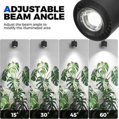 Barrina TR40 Hanging Grow Lights for Indoor Plants, 40W 5000K Full Spectrum, Adjustable Beam Angle (15°-60°), High PPFD, Spotlight Grow Light with Timer for Indoor Growing, Large Tall Plant, Flowers