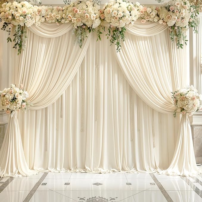 6 Panels Champagne Backdrop Curtains for Wedding Party Wrinkle Free Backdrops Curtain Drapes Fabric Decorations Photo Back Drop Cloth for Baby Shower Photography Stage Reception 30ft(W) x 12ft(H)