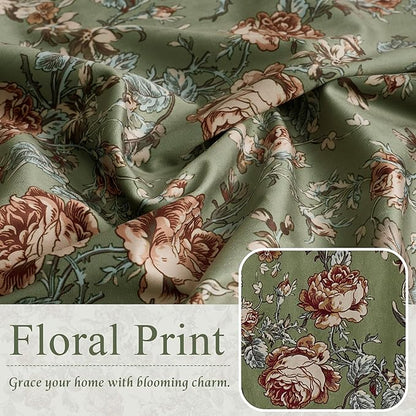 StangH Sage Green Velvet Curtains 84 inches Long, Floral Patterned Vintage Home Decor Thermal Insulated Privacy Window Treatments for Living Dining Room, W52 x L84, 2 Panels