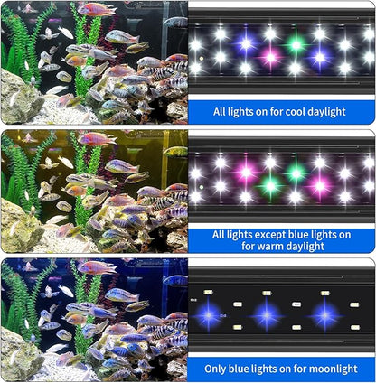 AQUANEAT LED Aquarium Light 48 to 54 Inch with Timer, auto on Off, Adjustable Brightness, Full Spectrum, Daylight Moonlight Mode, for Fresh Water Low-to-Mid Light Plants
