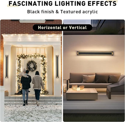 𝟯𝟵.𝟰 𝗜𝗡 Long Outdoor LED Wall Lights, Modern Exterior Garage Wall Light,Outside Light Fixtures For House,Patio,Front Porch,36W Black Outdoor Wall Sconce Waterproof 2 Pack,3000K Warm White