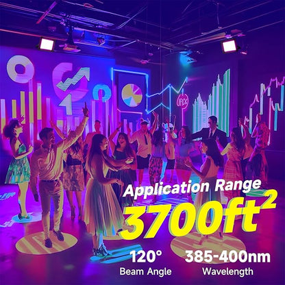 2 Pack 200W LED Black Light, IP66 Waterproof Outdoor Blacklight Flood Light Spotlight with Plug, Switch, Cord for Neon Glow Party Fluorescent Poster Body Paint Stage Lighting Halloween Decor