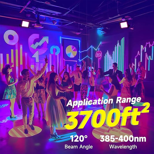 2 Pack 200W LED Black Light, IP66 Waterproof Outdoor Blacklight Flood Light Spotlight with Plug, Switch, Cord for Neon Glow Party Fluorescent Poster Body Paint Stage Lighting Halloween Decor