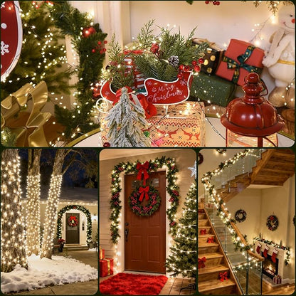 Fairy Lights Plug in 32.8Ft 500LED Warm Christmas Wreath Twinkle Lights with Timer Waterproof Remote Firecracker Firefly Cluster String Light for Bedroom Graland Party Tree Decor Black Wire
