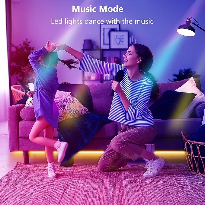 Ledagic Led Lights for Bedroom 100ft (1 Rolls of 100ft) Music Sync Color Changing Led Strip Lights with 60 Key Remote and App Control RGB Led Light Strip for Home Party Room Decoration