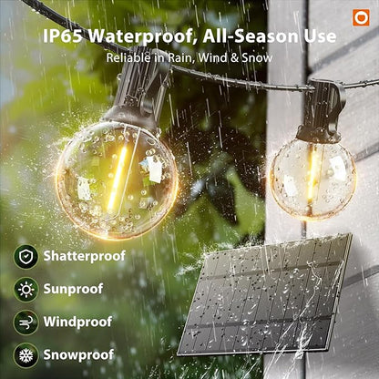 addlon 200FT(2 Pack*100FT) Solar String Lights Outdoor Waterproof with Remote, Dimmable Commercial Grade Solar Powered String Lights with 108 LED Bulbs, Hanging Light for Backyard Party Decor