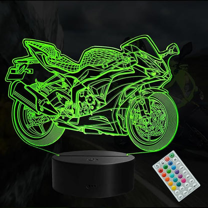 Motorcycle Night Light, Motorcycle Gifts, 3D Illusion Lamp with Remote Control, 16 RGB Colors, 4 Flashing Modes, Timer, Dimmable, Motorcycle Stuff for Decor for Holiday Birthday Christmas