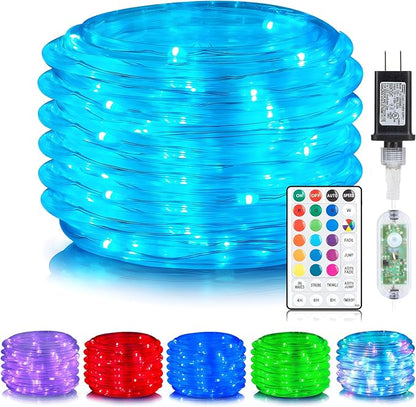 ANJAYLIA 40FT 120 LED Color Changing Rope Lights, 18 Colors Outdoor String Lights with Plug & Remote, Led Rope Lights Outdoor Waterproof, Christmas Lights for Bedroom Deck Halloween Decorations