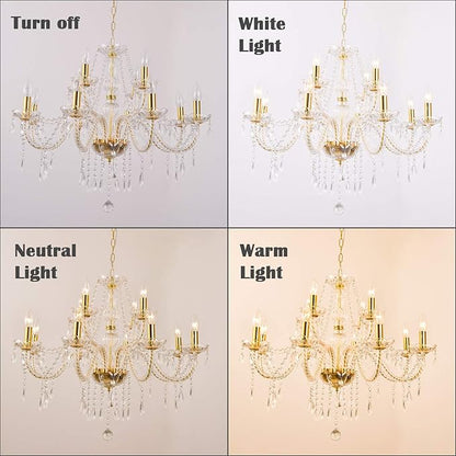 K9 Crystal Candle Chandeliers Lighting 12 Lights Pendant Ceiling Fixture Lamp for Dining Living Room Bedroom Hallway Entry Elegant Decoration (12 Bulbs)