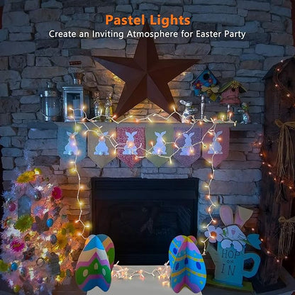 ODEETRONIC Easter String Lights, 33ft 150 Count Easter Pastel Lights, 120V UL Certified Incandescent Pastel Mini Fairy Light, Connectable Outdoor String Light White Wire for Party Patio Home Decor