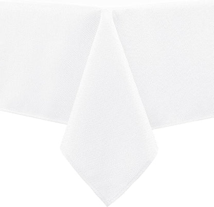 Hiasan 60 X 120 Inch Rectangle Textured Tablecloth - Waterproof Spillproof Antiwrinkle Jacquard Table Cloth for Kitchen and Dining Dinner, Outdoor Picnic, Holiday and Parties, White
