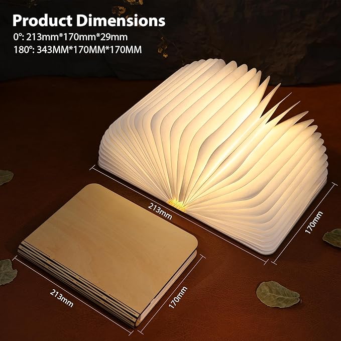 8.3 Inch Wooden Book Lamp, Book Lovers Gifts,Teacher Appreciation Gifts for Women, LED Ambient Lighting, Magnetic Mood Lighting for Home&Library Decor (Maple)
