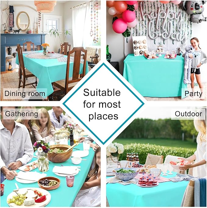 Hiasan Light Blue Rectangle Tablecloth - Waterproof and Spillproof Washable Fabric Table Cloth for Dining Room Kitchen Party and Outdoor, 60 x 84 Inch