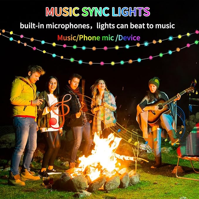 Smart Star Fairy Lights, 33FT 66 LED String Light, Tent Lights for Party with App, Music Sync,Group Control String Lights for Bedroom, Party, Wedding, Holiday Decorations (Star)