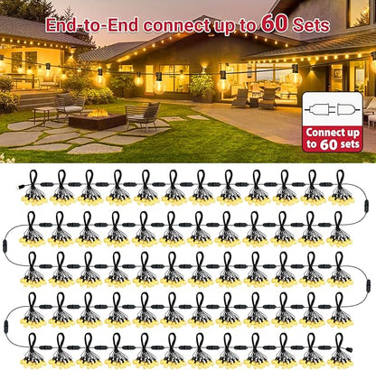 LAMPHOME LED Outdoor String Lights, 26FT Waterproof Patio Lights 12+1 Edison Shatterproof Bulbs, Connectable Hanging Lights for Backyard Porch Deck Garden Balcony Yard Cafe Party Christmas Decor