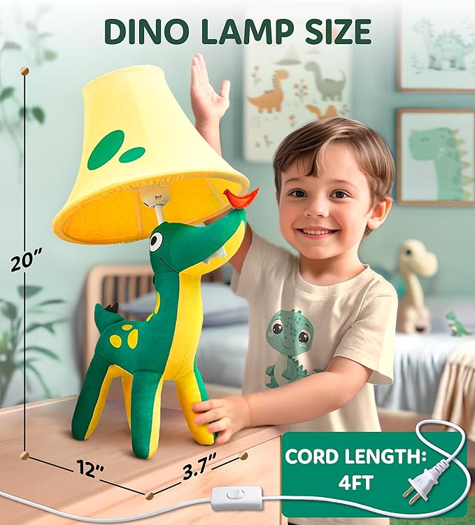 Dinosaur Kids Lamp for Boys Bedroom - 20", Boys lamp for Kids Room - Cute Christmas Gifts, Birthday Gifts for All Ages: Toddler Girls, Children, Grandkids 3 4 5 and Up Years Old, Sister, Brother
