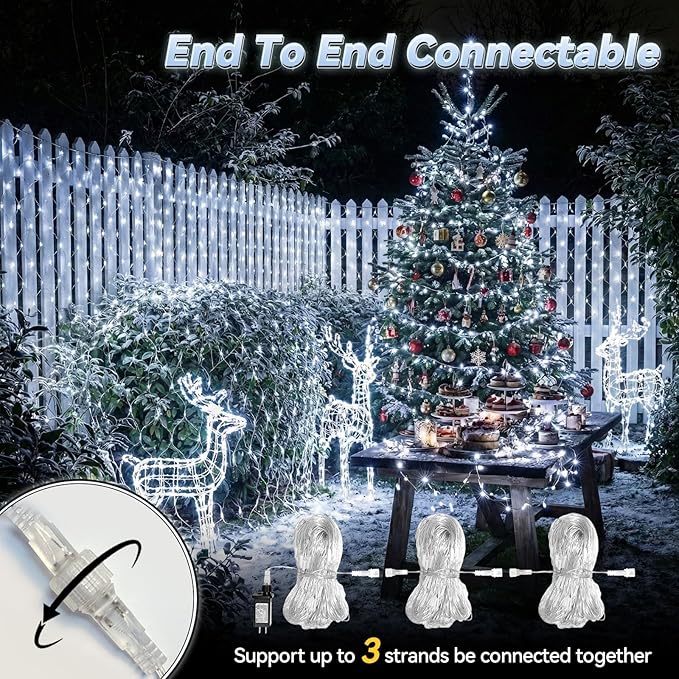 LitHome 10 x 10FT Gazebo Net Lights Outdoor, 280 LED Gazebo Lighting Waterproof, 8 Modes Connectable Net Lights with Timer, Cool White Christmas Mesh Light Plug in for Bushes, Pergolas, Garden Decor