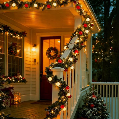 Round Christmas Decoration Lights 13.5Ft G15 Red and White Christmas Lights 50 LED Shatterproof Mini Globe String Light, Plug in Vintage Xmas Light for Indoor Outdoor Wreath Porch Patio Tree Decor