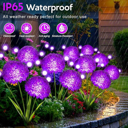 Solar Garden Lights, 6 Pack Solar Purple Swaying Firefly Lights with Flowers, Waterproof Purple Halloween Flowers Light Outdoor for Garden Patio Yard Fall Decoration, Gifts for Women Mother's Day