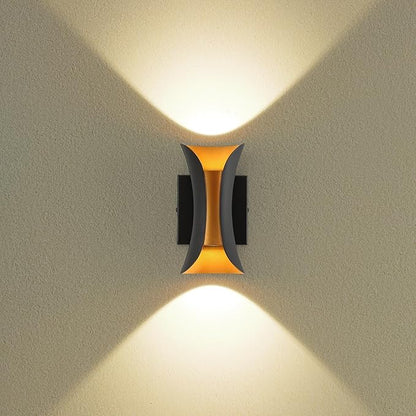 ziidoo Wall Sconce Modern Indoor Outdoor Lights,7.9 inch IP65 Black and Gold LED Patio Porch Front Door Light Fixture House Decor Wall Light for Porch Up and Down Stairs Hallway Living Room Bedroom