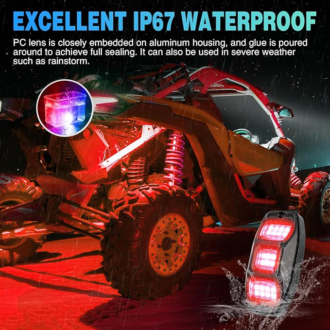 Nilight RGBW LED Rock Lights Kit, 10 Pods 22LED Wide Angle Remote & Bluetooth App Dual Control with Music Modes Multicolor Underglow Neon Wheel Well Light Fit for ATV UTV SUV Offroad Truck RZR Boat