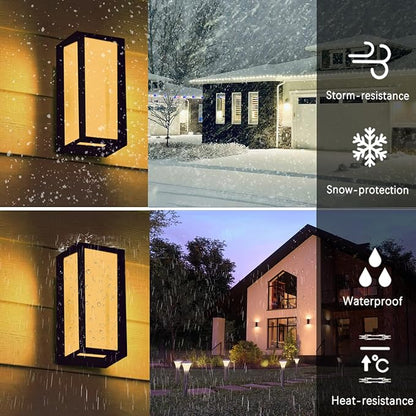 rosykite Outdoor Wall Sconce Lights, Square LED Porch Lights Outdoor 18W 3000K 4000K 5000K 3 Color Changeable,Exterior Outside Wall Lights for House Doorway,Carriage