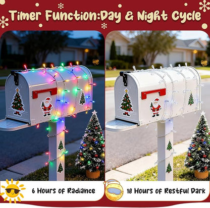 cshare Christmas String Lights Outdoor Waterproof 9.8ft 30 LED, Muliticolor Fairy Lights Battery Operated with Timer Clear Wire for Indoor & Outdoor Christmas Decorations Garland Party Garden 2 Packs