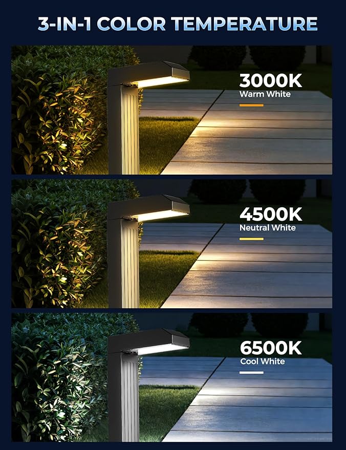 Vosaro Solar Pathway Lights Outdoor, 8 Pack 3-in-1 Solar Walkway Lights with 3000K/4500K/6000K, Tempered Glass Panel & IP65 Waterproof, Auto On/Off Landscape Lighting for Path Step Yard Driveway