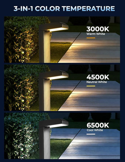Vosaro Solar Pathway Lights Outdoor, 8 Pack 3-in-1 Solar Walkway Lights with 3000K/4500K/6000K, Tempered Glass Panel & IP65 Waterproof, Auto On/Off Landscape Lighting for Path Step Yard Driveway