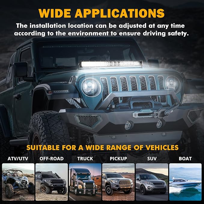 Auxbeam 32 Inch LED Light Bar, P8/270W Chips Dual Row Off Road Lights Flood Spot Combo Driving Work Light, 33000LM Waterproof Offroad Lights with Wiring Harness for SUV ATV UTV Trucks Jeep Pickup