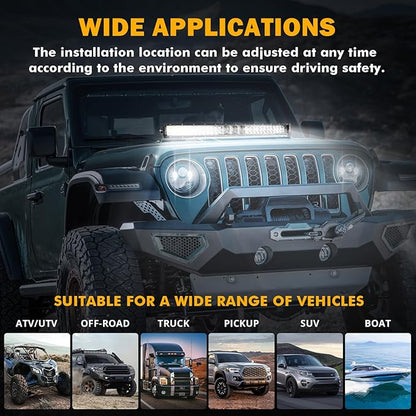 Auxbeam 32 Inch LED Light Bar, P8/270W Chips Dual Row Off Road Lights Flood Spot Combo Driving Work Light, 33000LM Waterproof Offroad Lights with Wiring Harness for SUV ATV UTV Trucks Jeep Pickup