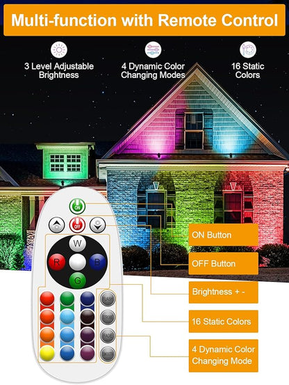 ZUCKEO 12W RGB Low Voltage Landscape Lights, LED Color Changing Landscape Lighting, IP66 Waterproof Outdoor Spotlight, 12V 24V Christmas Decorative Light for Yard Garden Path(12Pack)