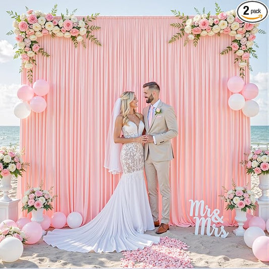 10ft x 7ft Blush Pink Backdrop Curtain for Parties Pink Wrinkle Free Backdrop Drapes Panels for Baby Shower Wedding Birthday Photo Gender Reveal Photography Polyester Fabric Background Decoration