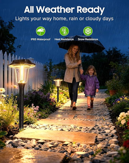 2026 New Solar Pathway Lights Outdoor 4 Pack Solar Lights Outdoor Waterproof IP65 Upgraded Bright LED Auto On/Off Modern Garden Lights Solar Powered Light for Yard Lawn Walkway Driveway Patio Decor