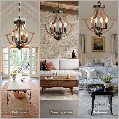 Farmhouse Chandelier,4-Light Modern Hanging Pendant Lighting,Rustic Vintage Ceiling Chandelier Light Fixture for Hallway Foyer Dining Room Entryway Kitchen Island Bedroom