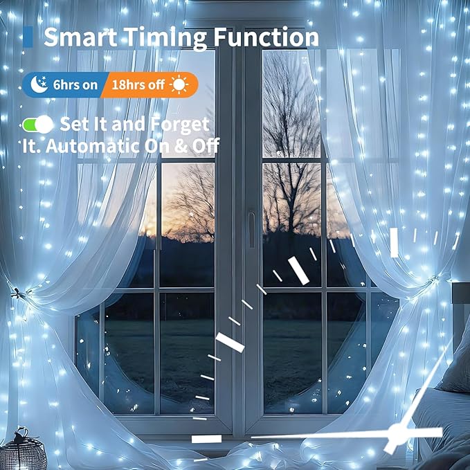 Fairy Curtain Lights, 300 LED Upgraded Tangle-Free Hanging Lights with Remote, USB Plug in String Lights for Bedroom Wall Window Wedding Party Xmas Home Décor - 9.8 x 9.8 Ft, Cool White