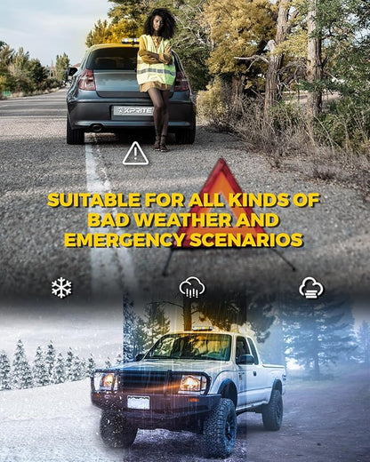 Xprite Upgraded 12" 72LED Rooftop Mini Strobe Lights, Emergency Safety Flashing Beacon Light Bar with Magnetic Base for 12V-24V Construction Vehicles, Trucks, Snow Plow, Postal Car (Mix White/Amber)