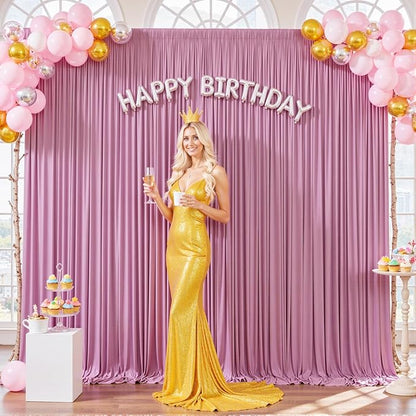 Dusty Pink Backdrop Curtain for Parties Wedding Wrinkle Free Pink Photo Curtains Backdrop Drapes Fabric Decoration for Birthday Party Baby Shower 5ft x 7ft,2 Panels