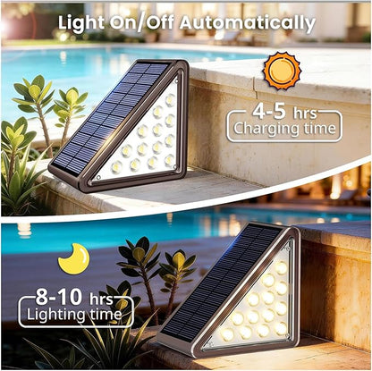 Solar Step Lights Outdoor Waterproof IP65,Warm White Brown Solar Stair Lights, Outdoor Light Decor for Stair, Deck, Step, Porch and Outside Patio, 24 Pack