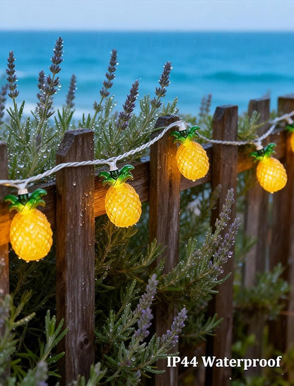 8.5Ft Tropical Summer Beach Pineapple Lights, 10L LED Pineapple String Lights Plug in for Indoor/Outdoor Home Table Porch Pergola Tiki Bar Luau Aloha Hawaiian Party Lights