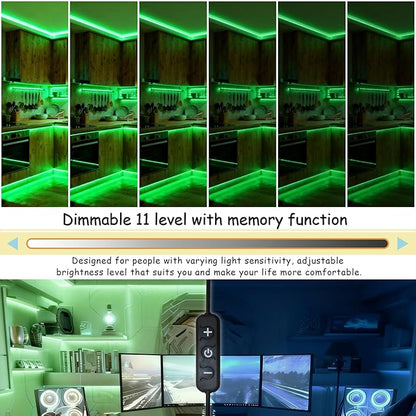 Green 50 Feet Led Lights Strip ST. Patrick's Day Decorations Indoor Rope Lights Easy DIY Cuttable Strip Lights for Room Bathroom Living Room Kitchen Ceiling Wall Vanity Mirror Decor