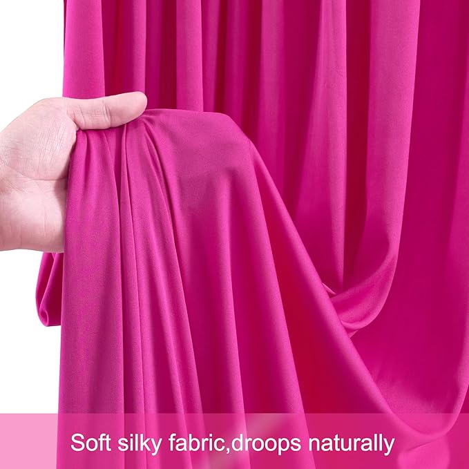 4 Panels Hot Pink Backdrop Curtains for Wedding Party Wrinkle Free Backdrop Curtain Drapes Fabric Decoration Fuchsia Photo Back Drop Cloth for Baby Shower Photography Stage Reception 20ft(W) x 12ft(H)