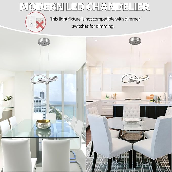 Modern LED Pendant Light Fixture Contemporary Round Ring Chandelier Nickel with 4500K and 59in Height Adjustable Hanging Lamp for Kitchen Island Hallway Foyer Closet Corridor