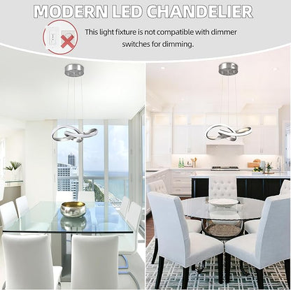 Modern LED Pendant Light Fixture Contemporary Round Ring Chandelier Nickel with 4500K and 59in Height Adjustable Hanging Lamp for Kitchen Island Hallway Foyer Closet Corridor