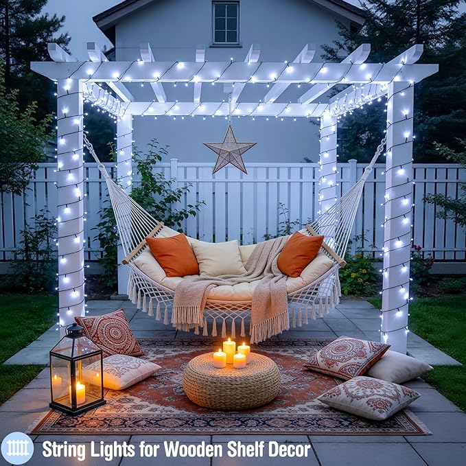 JMEXSUSS 500 LED White Christmas Lights Outdoor, 173ft 8 Modes Led Christmas Lights, Waterproof White String Light for Tree House Wedding Party Xmas Decorations
