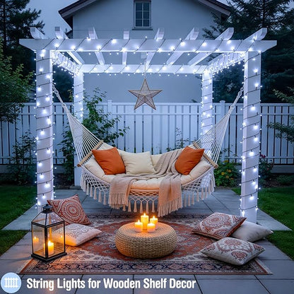 JMEXSUSS 500 LED White Christmas Lights Outdoor, 173ft 8 Modes Led Christmas Lights, Waterproof White String Light for Tree House Wedding Party Xmas Decorations