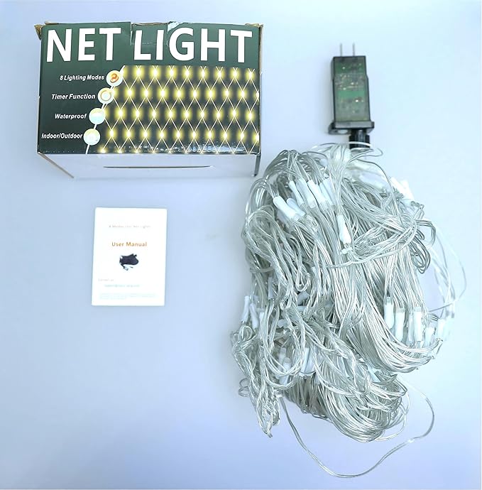 LitHome 610 LED 34.5ft x 5ft Outdoor Christmas Net Lights,Connectable Mesh Lights with 8 Modes,Waterproof Plug in Net Light for Bushes, Garden, Backyard, Holiday, Christmas(White)