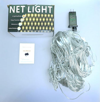 LitHome 610 LED 34.5ft x 5ft Outdoor Christmas Net Lights,Connectable Mesh Lights with 8 Modes,Waterproof Plug in Net Light for Bushes, Garden, Backyard, Holiday, Christmas(White)