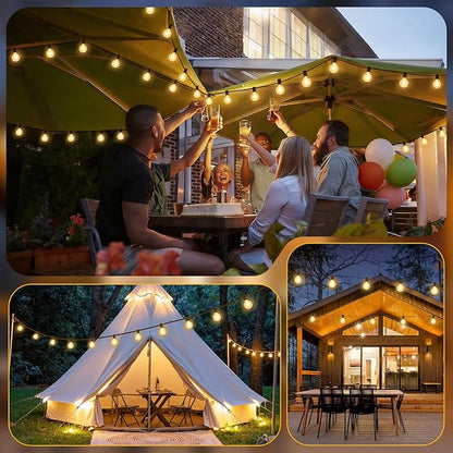 Mlambert 50FT(2x25FT) G40 LED Outdoor String Lights, Plug-in Waterproof Patio Lights with 20+2 LED Bulbs, Porch Lights for Backyard Party Decor, Black